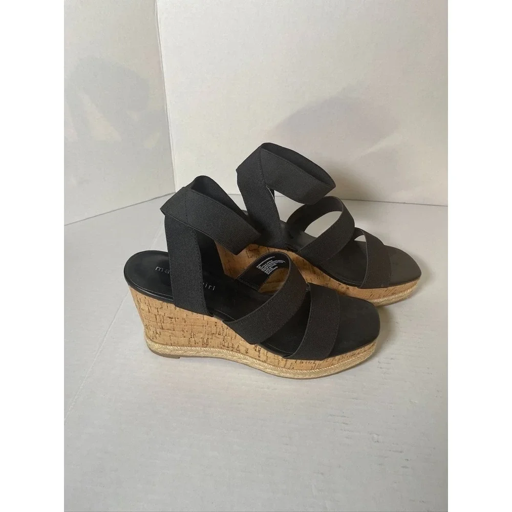 Madden Girl Maranda Womens 9M Sandal Stretch Strappy‎ Slip On Cork Wedge Heel